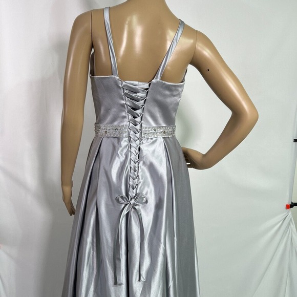 Vnaix Bridals Womens Wedding Dress Long Satin Halter Pockets Grey, Sz 8 - Picture 14 of 16